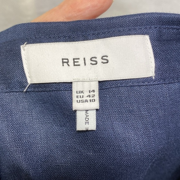 Reiss Ema Navy Sleeveless Linen Tie Front Playsuit Sz 10 - Picture 4 of 9